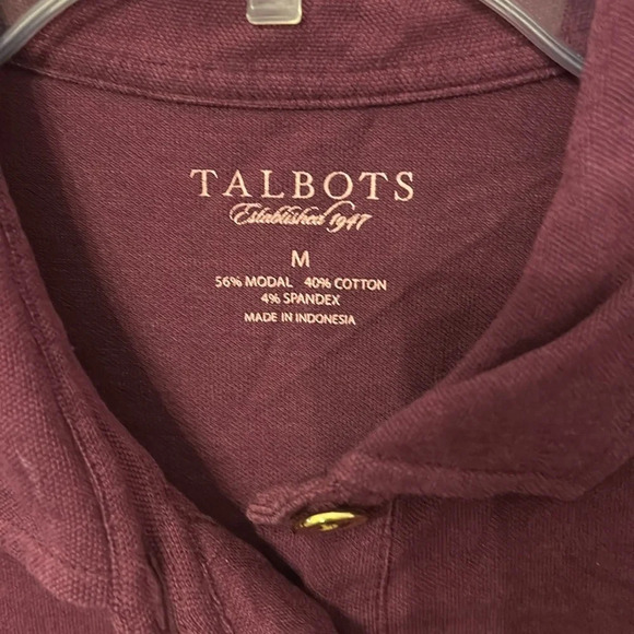 Talbots Women’s (M) Purple Gold Buttons 3/4 Sleeve Pullover Classic Casual Top - Picture 2 of 5